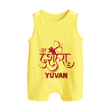 Ram Arrow Victory Dussehra Button Romper - PASTEL YELLOW - New Born (Chest 18")