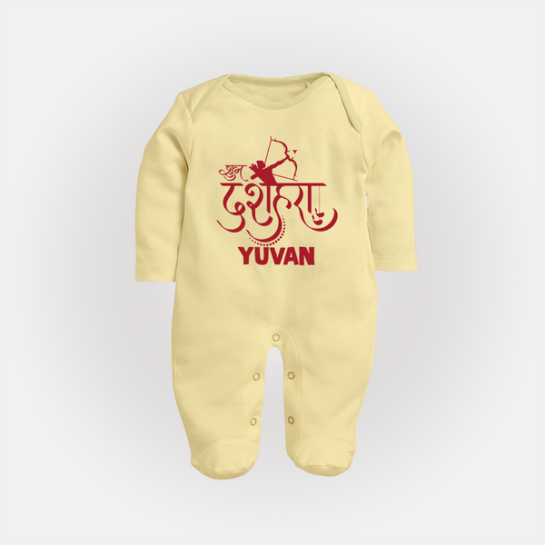 Ram Arrow Victory Dussehra Fullbody suit - PASTEL YELLOW - New Born (Chest 7.5")