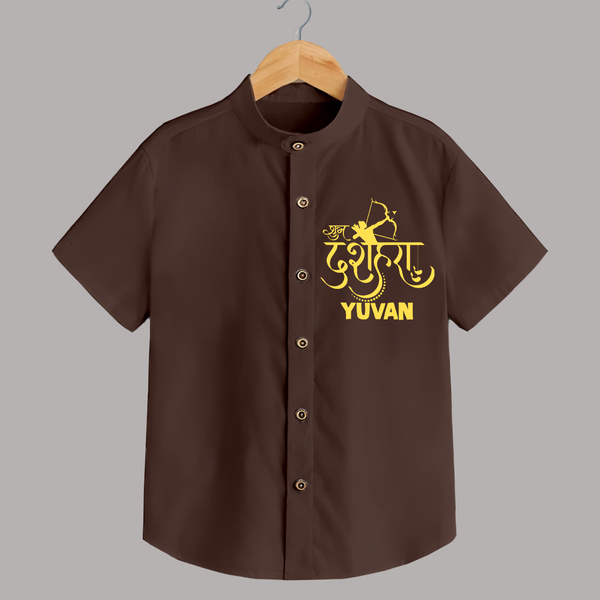 Ram Arrow Victory Dussehra Shirt - CHOCOLATE BROWN - 0 - 6 Months Old (Chest 23")