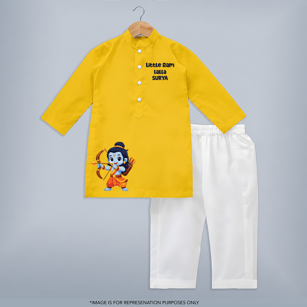 Little Ram Lalla Bow Warrior Kurta - CHROME YELLOW - 3 - 6 Months Old (Chest 24", Kurta Length 14'', Waist 19", Pant Length 14")