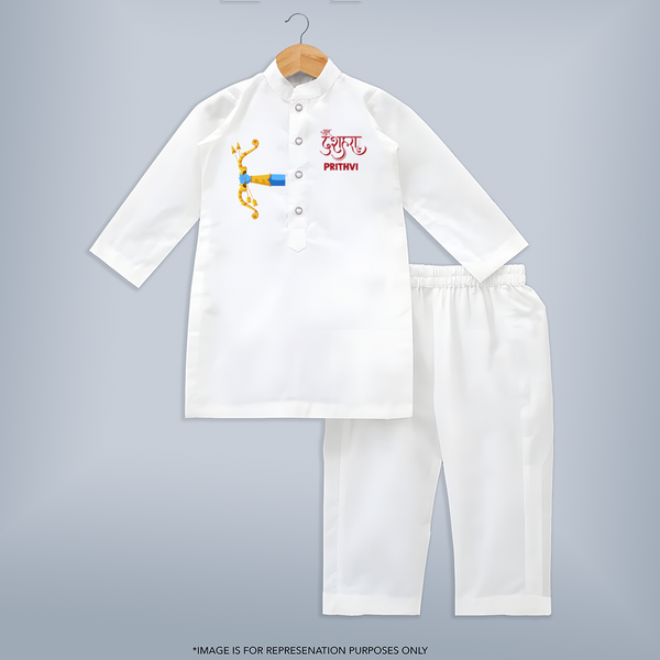 Dussehra Bow Victory Celebration Kurta - WHITE - 3 - 6 Months Old (Chest 24", Kurta Length 14'', Waist 19", Pant Length 14")