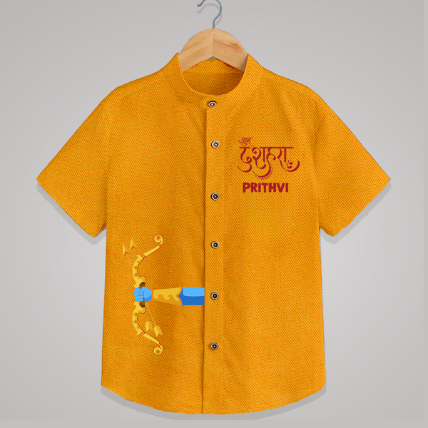 Dussehra Bow Victory Celebration Shirt - CHROME YELLOW - 0 - 6 Months Old (Chest 23")