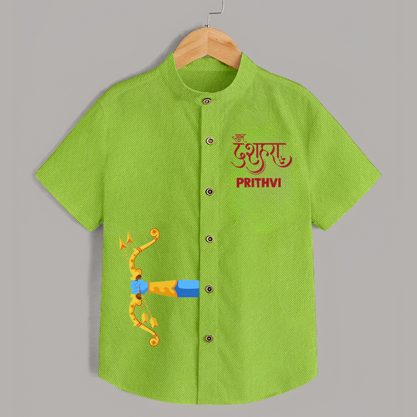 Dussehra Bow Victory Celebration Shirt - LIME GREEN - 0 - 6 Months Old (Chest 23")