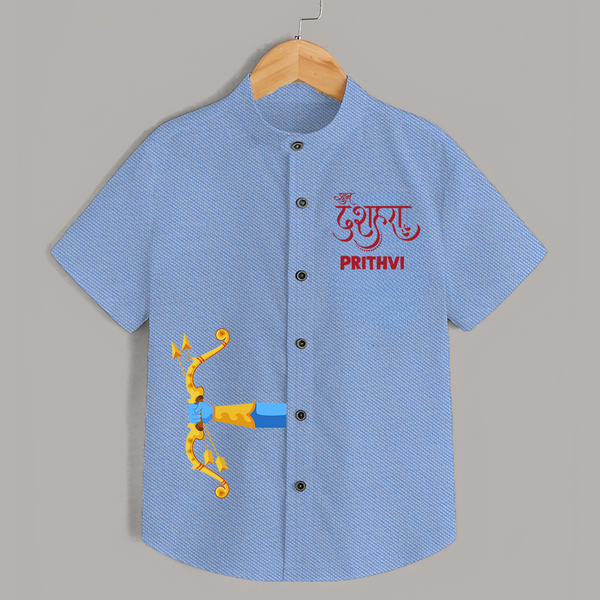 Dussehra Bow Victory Celebration Shirt - SKY BLUE - 0 - 6 Months Old (Chest 23")