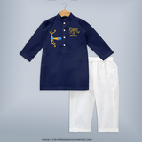 Dussehra Bow Victory Celebration Kurta - NAVY BLUE - 3 - 6 Months Old (Chest 24", Kurta Length 14'', Waist 19", Pant Length 14")