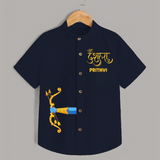Dussehra Bow Victory Celebration Shirt - NAVY BLUE - 0 - 6 Months Old (Chest 23")