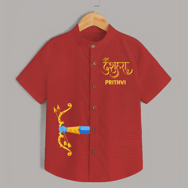 Dussehra Bow Victory Celebration Shirt - RED - 0 - 6 Months Old (Chest 23")