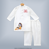 Jai Shree Ram Blessings Kurta - WHITE - 3 - 6 Months Old (Chest 24", Kurta Length 14'', Waist 19", Pant Length 14")