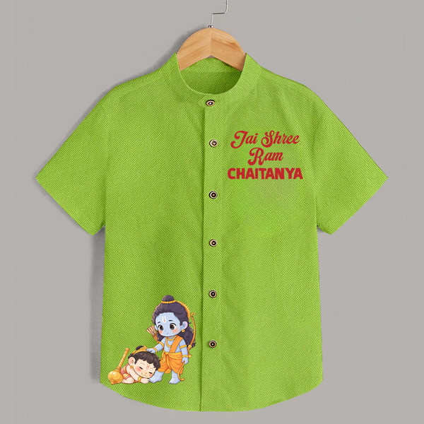 Jai Shree Ram Blessings Shirt - LIME GREEN - 0 - 6 Months Old (Chest 23")