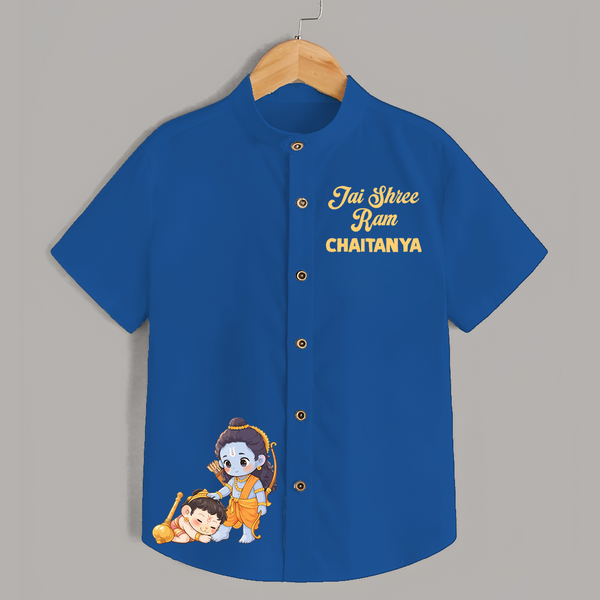 Jai Shree Ram Blessings Shirt - COBALT BLUE - 0 - 6 Months Old (Chest 23")
