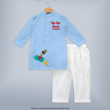Bye Bye Ravan Dussehra Fun Kurta - BABY BLUE - 3 - 6 Months Old (Chest 24", Kurta Length 14'', Waist 19", Pant Length 14")