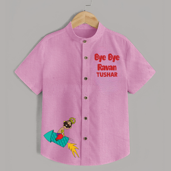 Bye Bye Ravan Dussehra Fun Shirt - BABY PINK - 0 - 6 Months Old (Chest 23")
