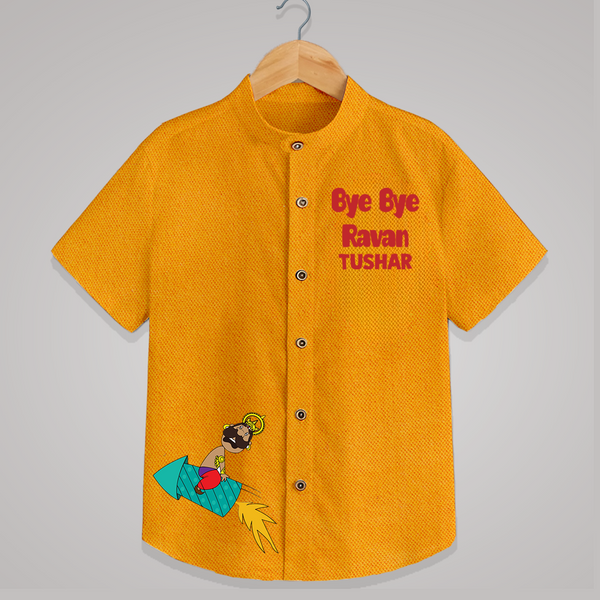 Bye Bye Ravan Dussehra Fun Shirt - CHROME YELLOW - 0 - 6 Months Old (Chest 23")