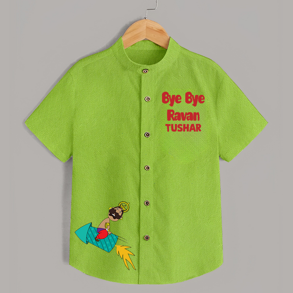 Bye Bye Ravan Dussehra Fun Shirt - LIME GREEN - 0 - 6 Months Old (Chest 23")