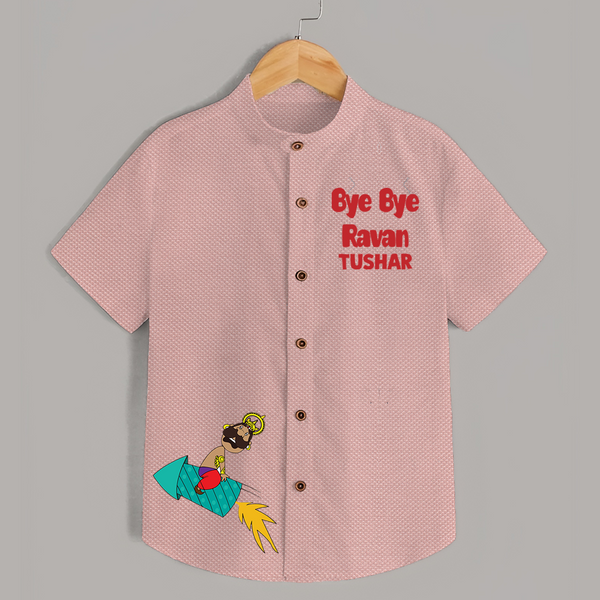 Bye Bye Ravan Dussehra Fun Shirt - PEACH - 0 - 6 Months Old (Chest 23")