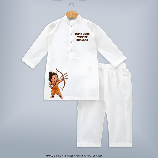 Ram’s Little Warrior Arrow Kurta - WHITE - 3 - 6 Months Old (Chest 24", Kurta Length 14'', Waist 19", Pant Length 14")