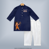Ram’s Little Warrior Arrow Kurta - NAVY BLUE - 3 - 6 Months Old (Chest 24", Kurta Length 14'', Waist 19", Pant Length 14")
