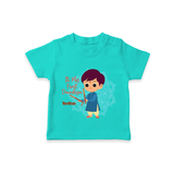 My First Dandiya - Customized Dandiya Themed T-Shirt For Little ones - TEAL - 0-5 Months Old (Chest 17")