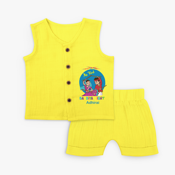 My First Dandiya Titled Customized Jabla Set For Kids - YELLOW - 0 - 3 Months Old (Chest 9.8")