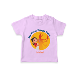 My First Durga Pooja , Durga Pooja Vibes With Customized T-Shirt For Cute Little Kids - LILAC - 0-5 Months Old (Chest 17")