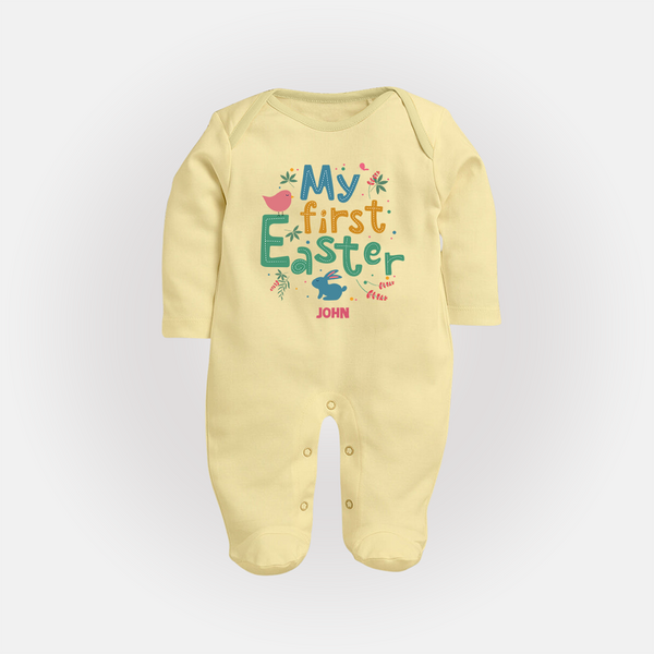 My First Easter – Baby Fullbody suit  - PASTEL YELLOW - New Born (Chest 7.5")