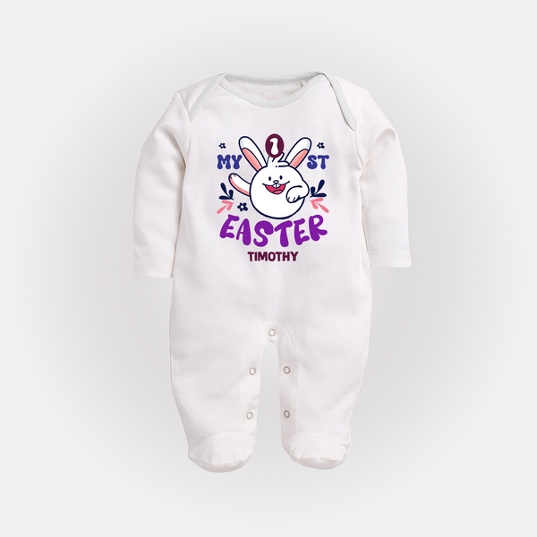 My 1st Easter – Cute Bunny Baby Fullbody suit - WHITE - New Born (Chest 7.5")