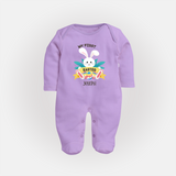 My First Easter – Easter Eggs Baby Fullbody suit - LILAC - New Born (Chest 7.5")