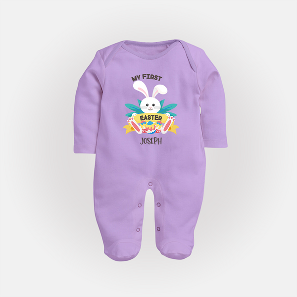 My First Easter – Easter Eggs Baby Fullbody suit - LILAC - New Born (Chest 7.5")
