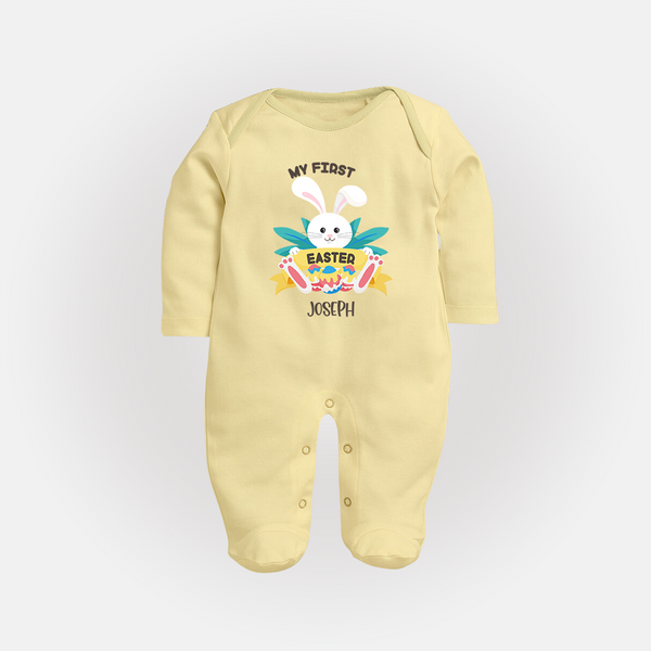 My First Easter – Easter Eggs Baby Fullbody suit - PASTEL YELLOW - New Born (Chest 7.5")