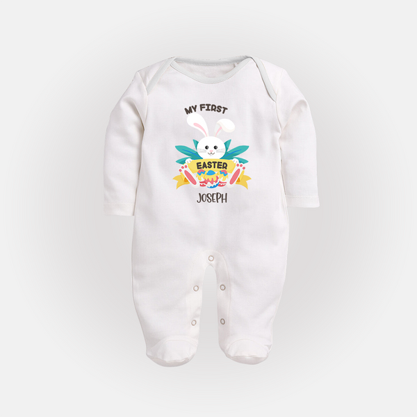 My First Easter – Easter Eggs Baby Fullbody suit - WHITE - New Born (Chest 7.5")