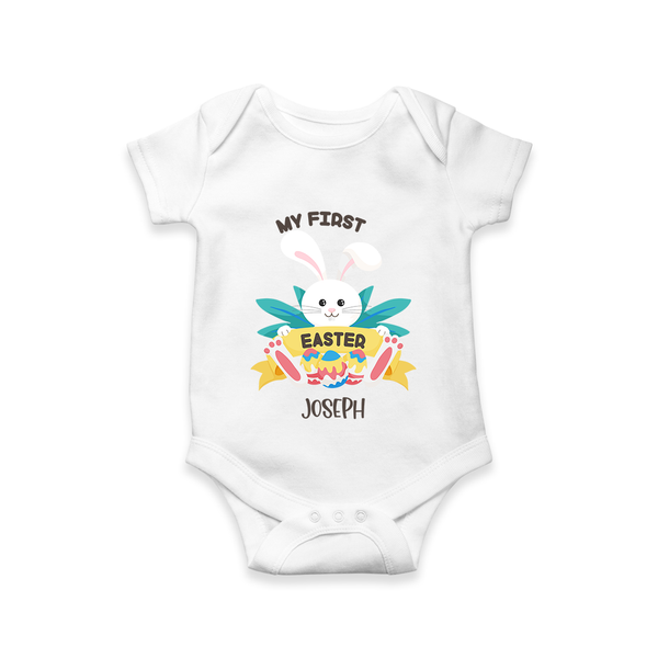 My First Easter – Easter Eggs Baby Romper - WHITE - New Born (Chest 14")