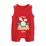My First Easter – Easter Eggs Baby Romper Suit - RED - New Born (Chest 18")