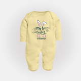My 1st Easter – Minimal Bunny Baby Fullbody suit - PASTEL YELLOW - New Born (Chest 7.5")