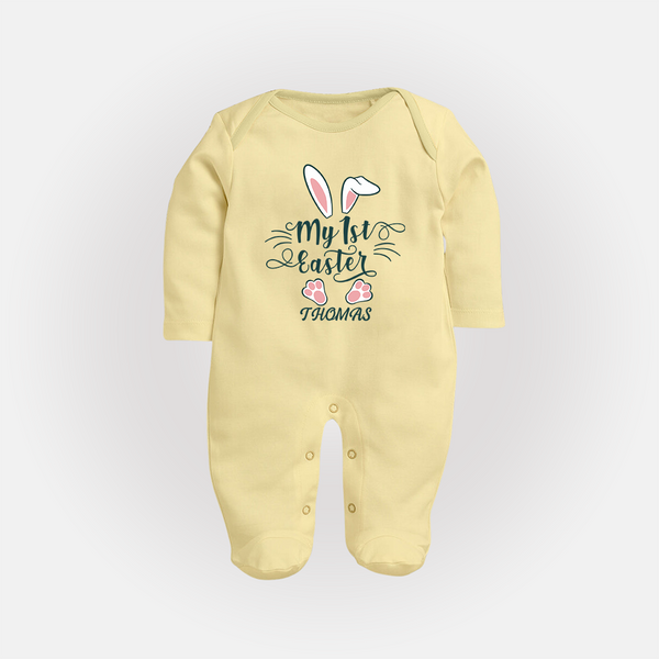 My 1st Easter – Minimal Bunny Baby Fullbody suit - PASTEL YELLOW - New Born (Chest 7.5")