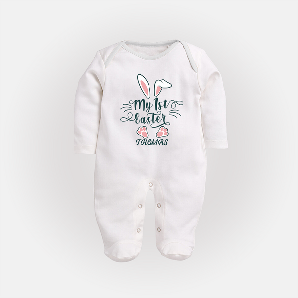 My 1st Easter – Minimal Bunny Baby Fullbody suit - WHITE - New Born (Chest 7.5")