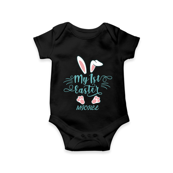 My 1st Easter – Minimal Bunny Baby Romper - BLACK - New Born (Chest 14")