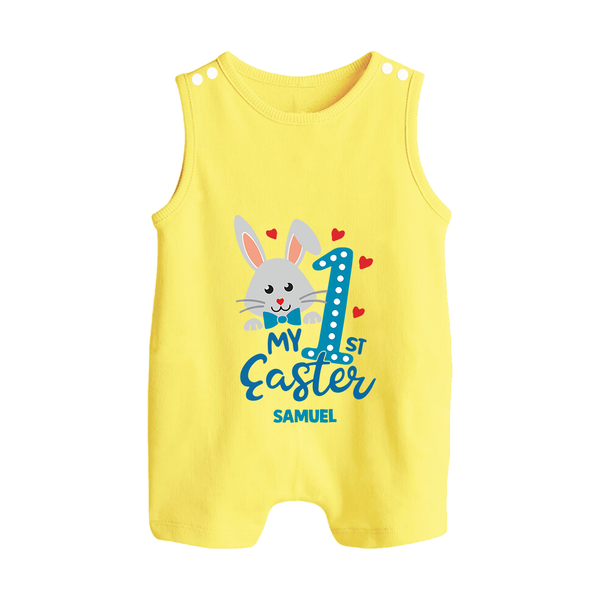 My 1st Easter – Number One Bunny Baby Romper Suit - PASTEL YELLOW - New Born (Chest 18")