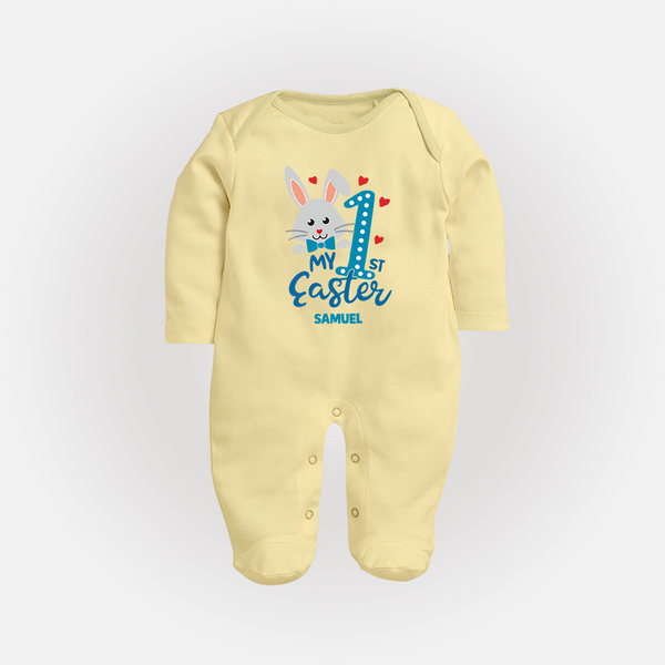 My 1st Easter – Number One Bunny Baby Fullbody suit - PASTEL YELLOW - New Born (Chest 7.5")