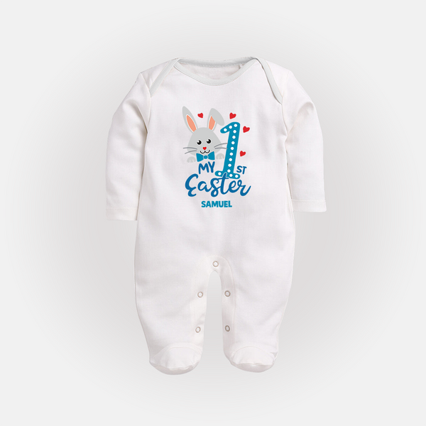 My 1st Easter – Number One Bunny Baby Fullbody suit - WHITE - New Born (Chest 7.5")