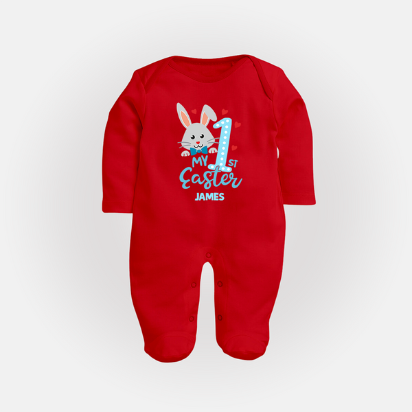My 1st Easter – Number One Bunny Baby Fullbody suit - RED - New Born (Chest 7.5")