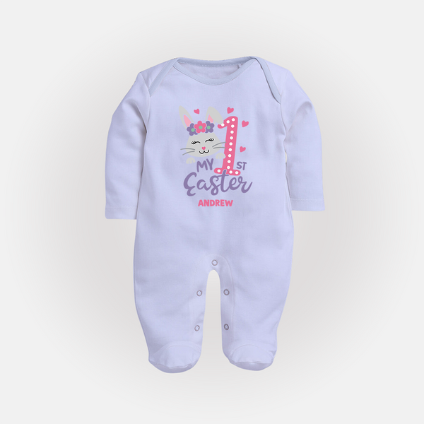 My 1st Easter – Floral Bunny Baby Fullbody suit  - BABY BLUE - New Born (Chest 7.5")