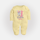 My 1st Easter – Floral Bunny Baby Fullbody suit  - PASTEL YELLOW - New Born (Chest 7.5")