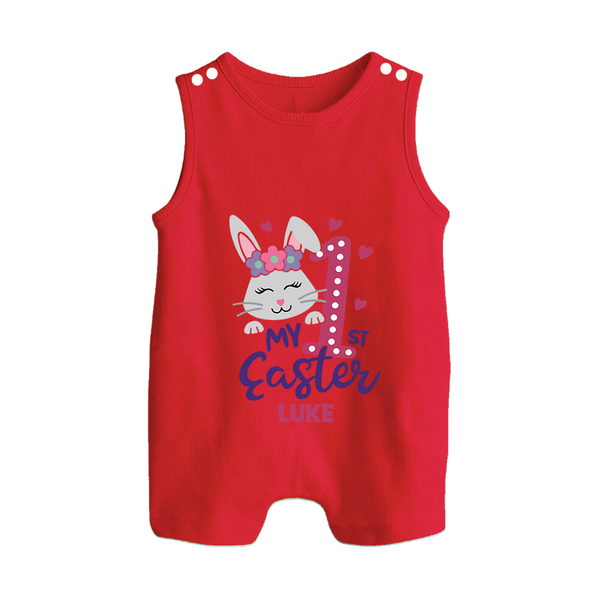 My 1st Easter – Floral Bunny Baby Romper Suit  - RED - New Born (Chest 18")