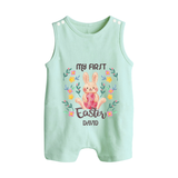 My First Easter – Watercolor Bunny Baby Romper Suit - MINT GREEN - New Born (Chest 18")