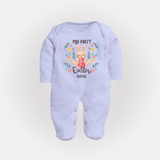 My First Easter – Watercolor Bunny Baby Fullbody suit - BABY BLUE - New Born (Chest 7.5")