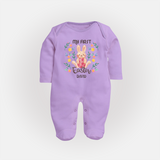My First Easter – Watercolor Bunny Baby Fullbody suit - LILAC - New Born (Chest 7.5")