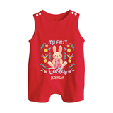 My First Easter – Watercolor Bunny Baby Romper Suit - RED - New Born (Chest 18")