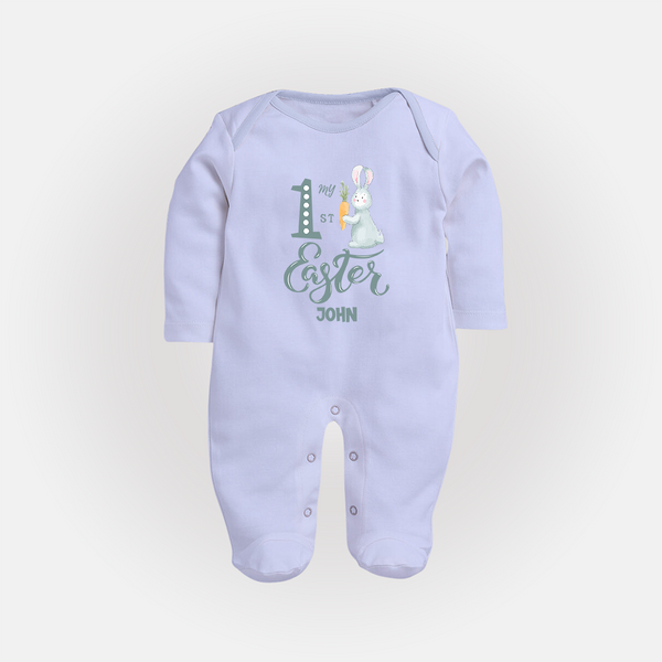 My 1st Easter – Bunny with Carrot Baby Fullbody suit - BABY BLUE - New Born (Chest 7.5")