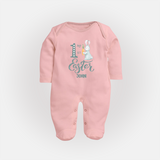 My 1st Easter – Bunny with Carrot Baby Fullbody suit - BABY PINK - New Born (Chest 7.5")