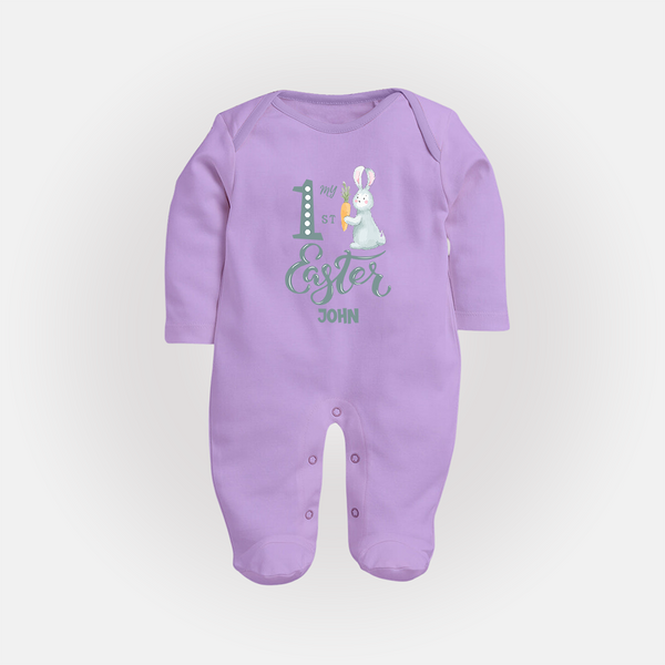 My 1st Easter – Bunny with Carrot Baby Fullbody suit - LILAC - New Born (Chest 7.5")